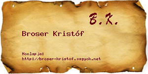 Broser Kristóf névjegykártya